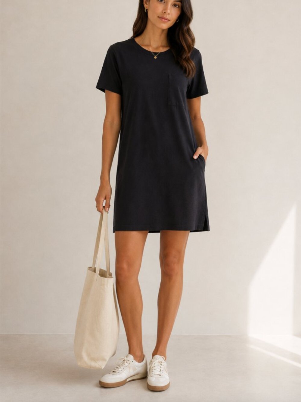 Everlane Cotton T-Shirt Dress Black M